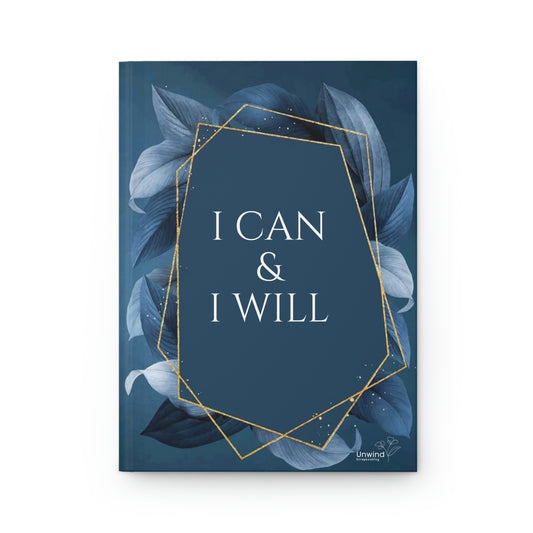 Gold Series- 'I can and I will' Blue and Gold Hardcover Journal