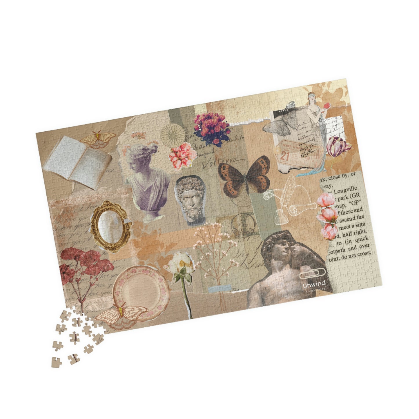 Scrapbook-Inspired Designed Puzzle (110, 252, 500, 1014-piece)- Cream Romantic