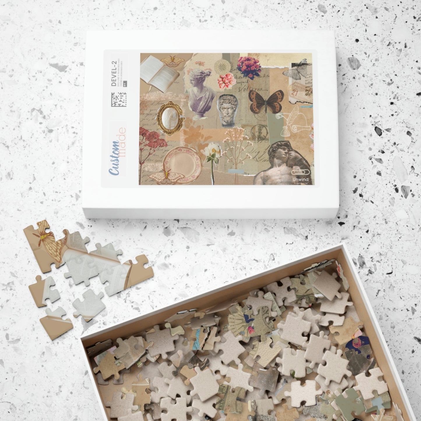 Scrapbook-Inspired Designed Puzzle (110, 252, 500, 1014-piece)- Cream Romantic