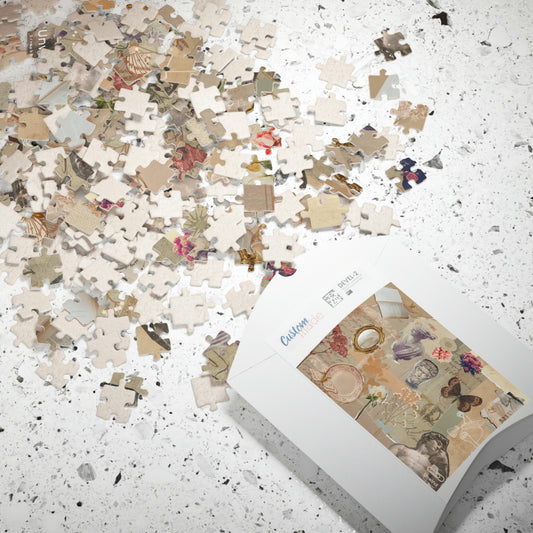 Scrapbook-Inspired Designed Puzzle (110, 252, 500, 1014-piece)- Cream Romantic
