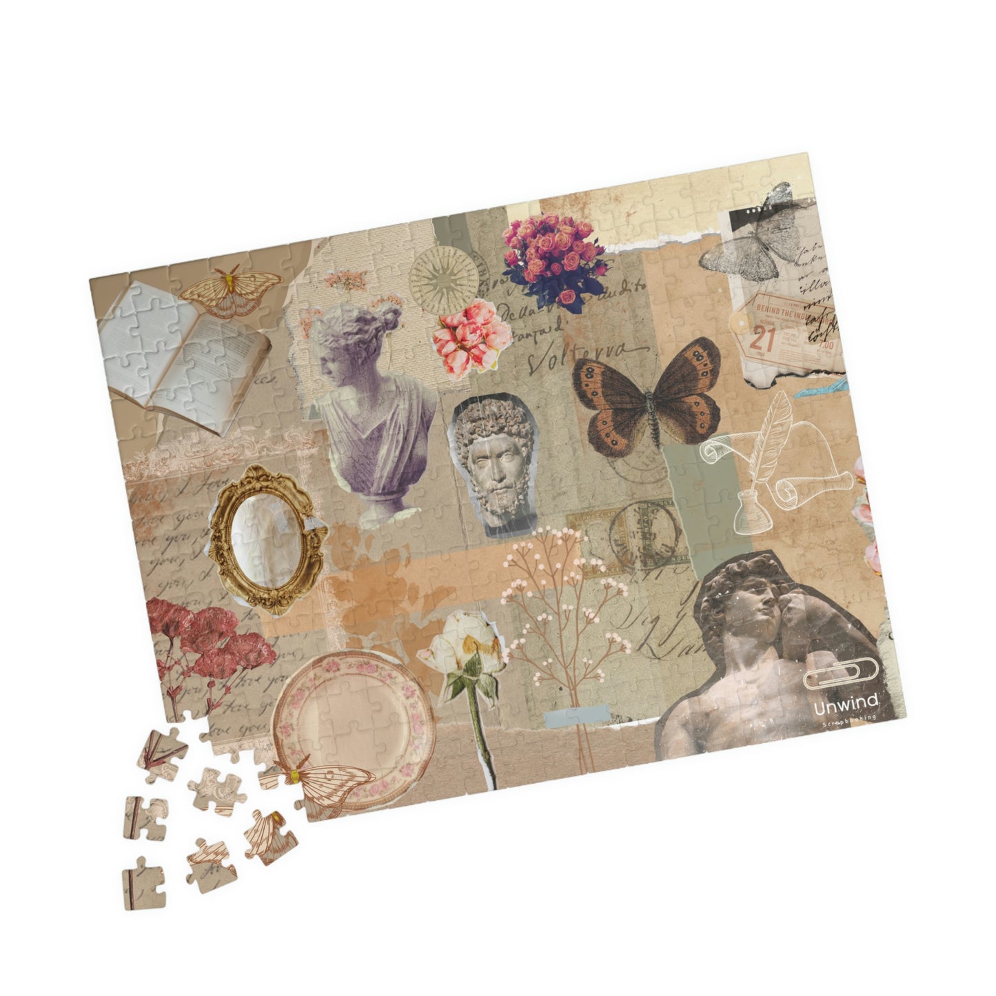 Scrapbook-Inspired Designed Puzzle (110, 252, 500, 1014-piece)- Cream Romantic