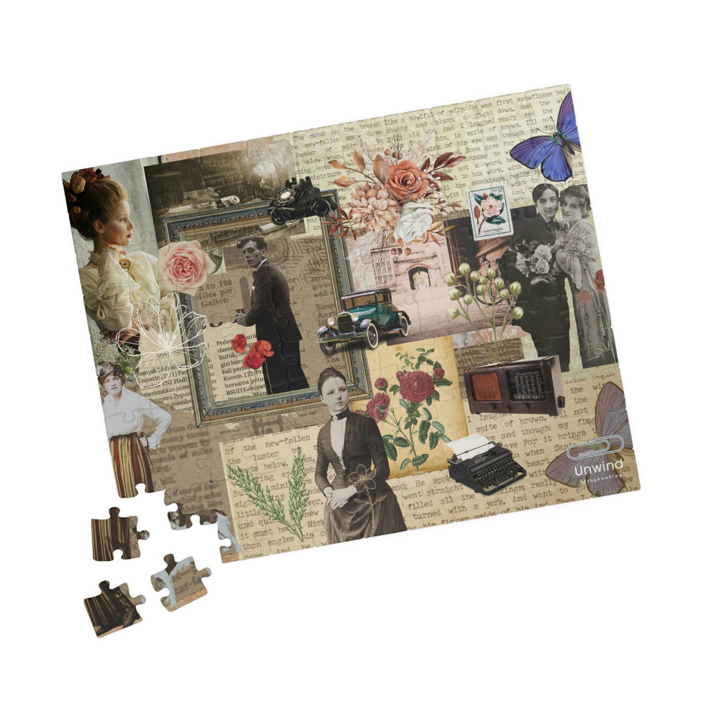 Scrapbook-Inspired Print Puzzle- 1800's Design Puzzle