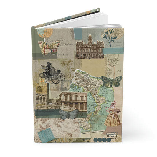 Vintage Hardcover Journal Matte- Travel Diaries Green Colors