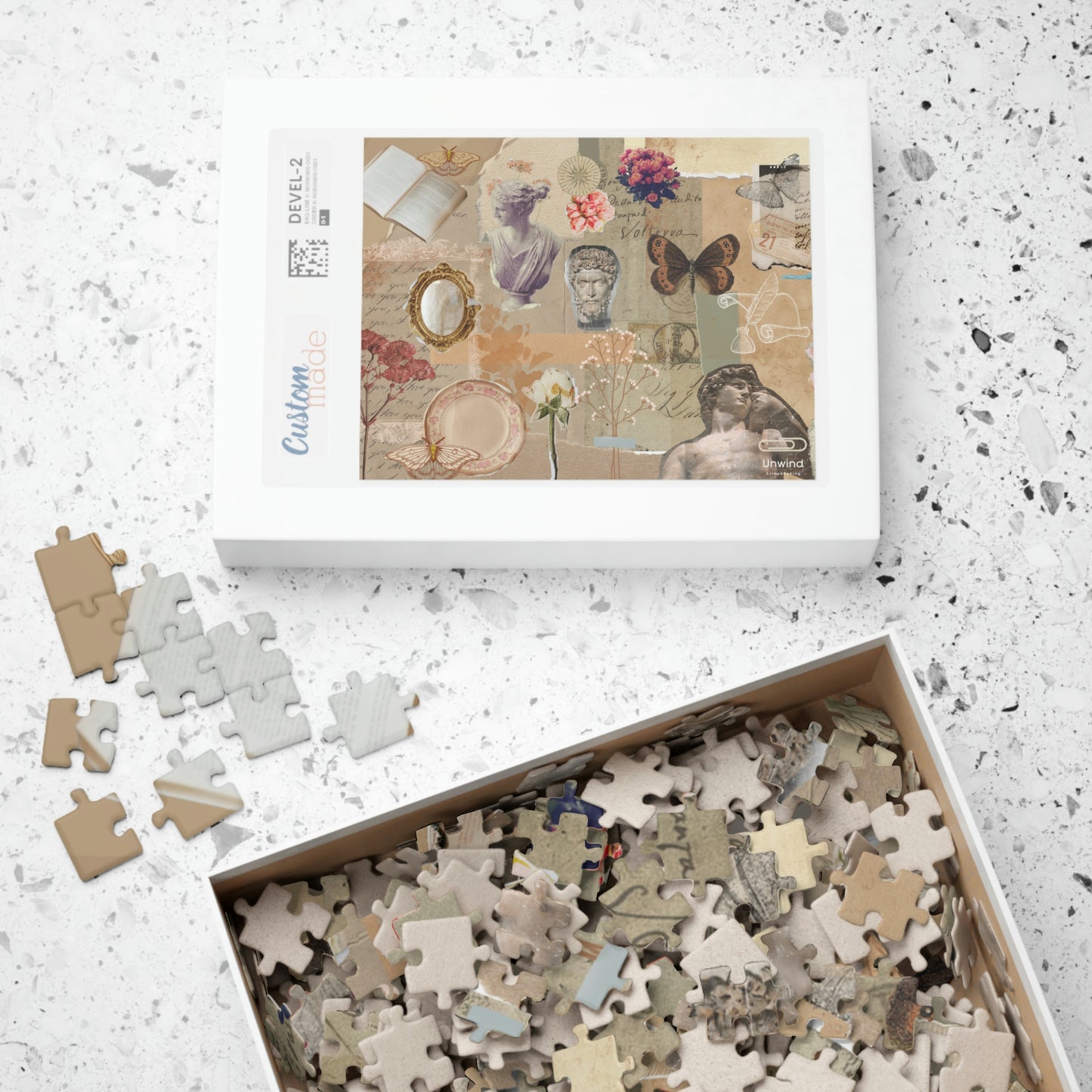 Scrapbook-Inspired Designed Puzzle (110, 252, 500, 1014-piece)- Cream Romantic