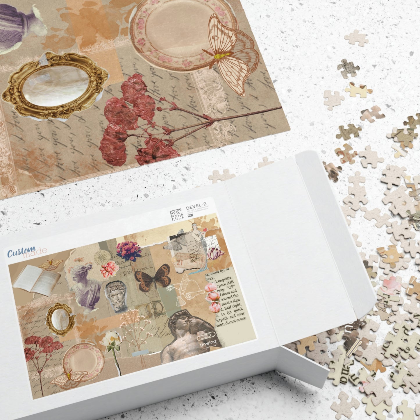 Scrapbook-Inspired Designed Puzzle (110, 252, 500, 1014-piece)- Cream Romantic