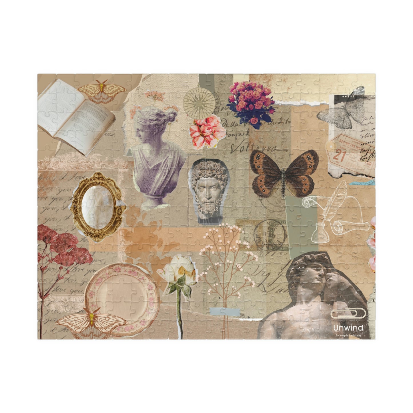 Scrapbook-Inspired Designed Puzzle (110, 252, 500, 1014-piece)- Cream Romantic