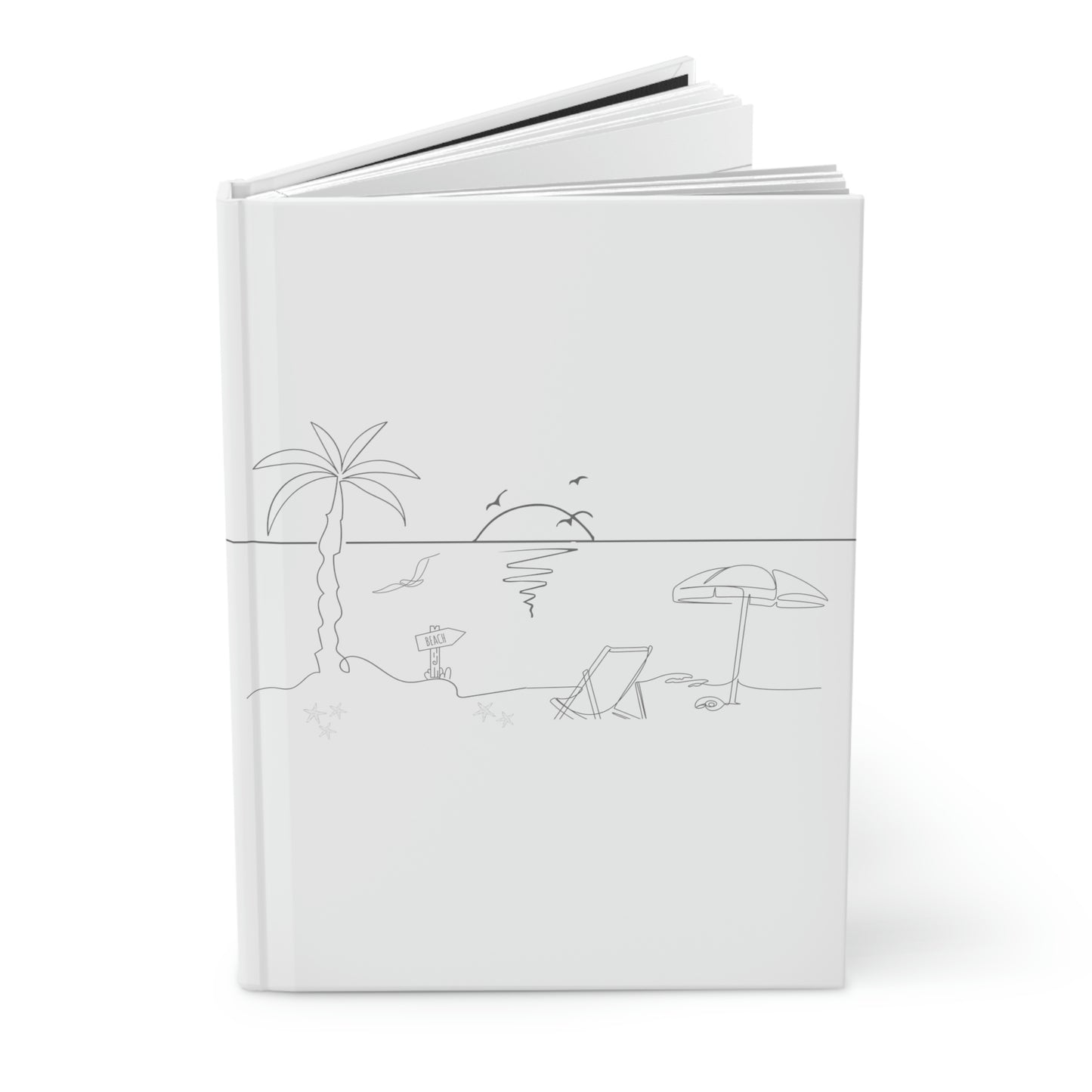 Minimalist Beach Line Drawing Hardcover Journal (A5)