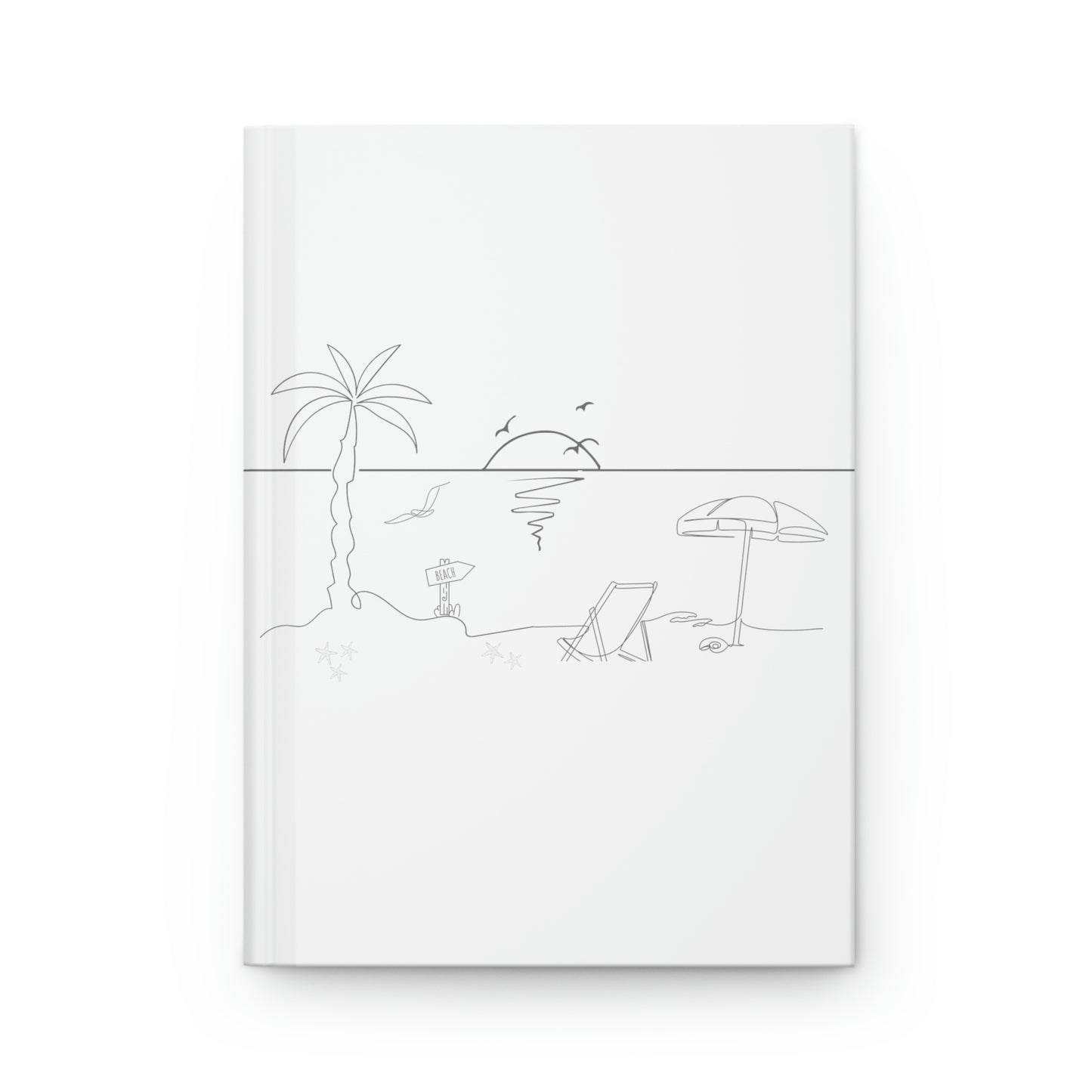 Minimalist Beach Line Drawing Hardcover Journal (A5)