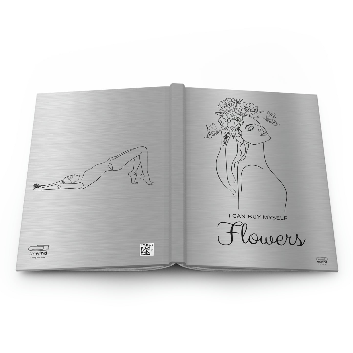 Silver Hardcover Journal Matte-''I can buy myself flowers''